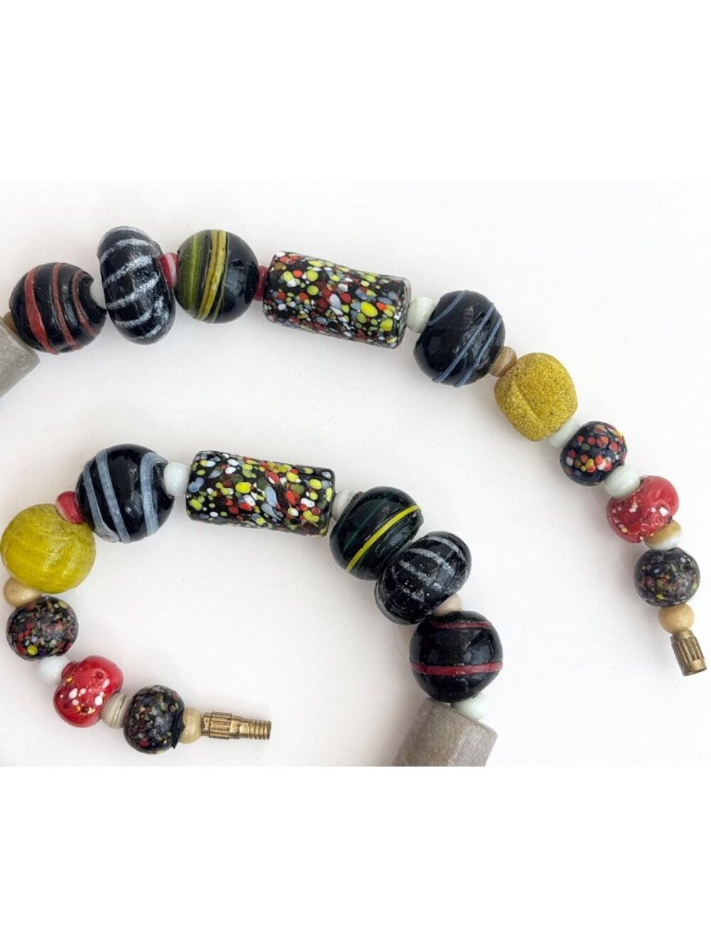 Venetian Art Glass Mixed Chunky Multicolor Handmade Vintage Beaded Necklace 18"